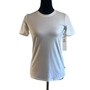 White Anthropologie Mona B Crewneck White Tee Size Medium NWT
